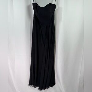 After Six Strapless Sweetheart Maxi Dress W/Pleated Front Slit Black 10R